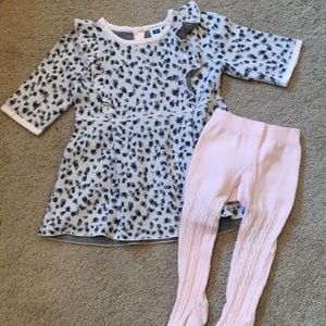 Janie and Jack Pink Snow Leopard Dress and Tights